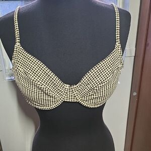 Cupshe Checkered Bikini Top in Black and Cream